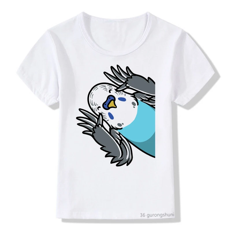 Nieuw Jongens T-shirts Leuke Budgie Papegaai Kinder T-shirts Fashion Grappige Meisjes Tshirts Zomer Korte Mouwen Baby Shirt Tops Groothandel