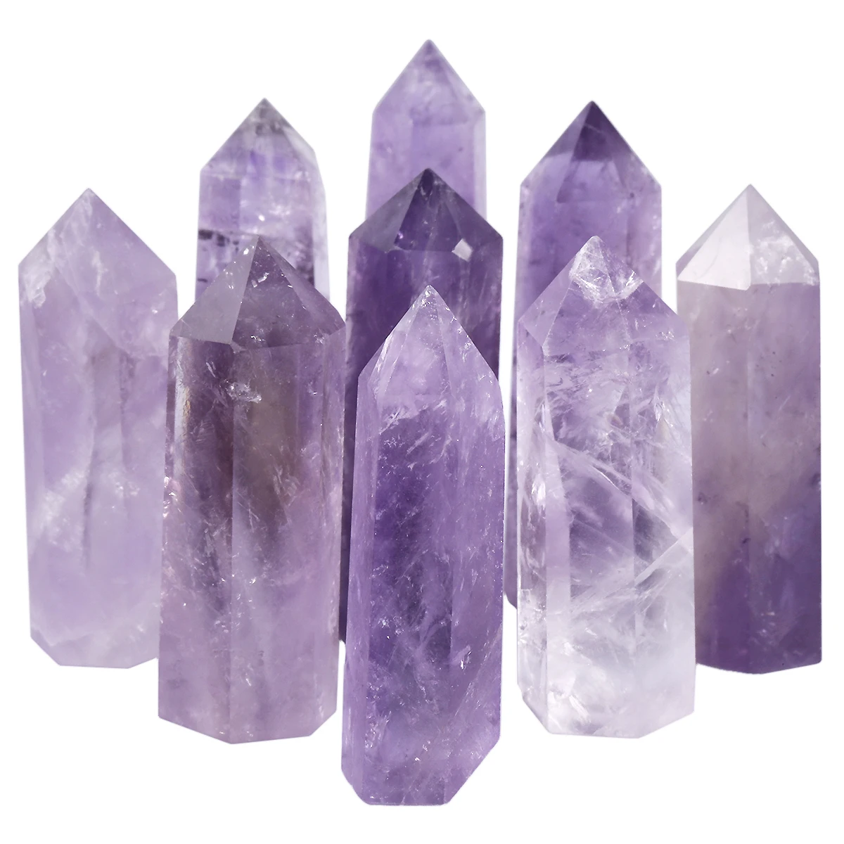 

2pcs Natural Amethyst Crystal Hexagonal Points Wand Decoration ,Self Standing Gemstone Prism For Luck Reiki Chakra Meditation