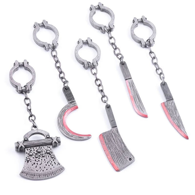 RJ Weapon Model Keychain Goth Horror Axe Bayonet Machetes Knife Key Chain Holder Cosplay Props Jewelry Accessories Halloween