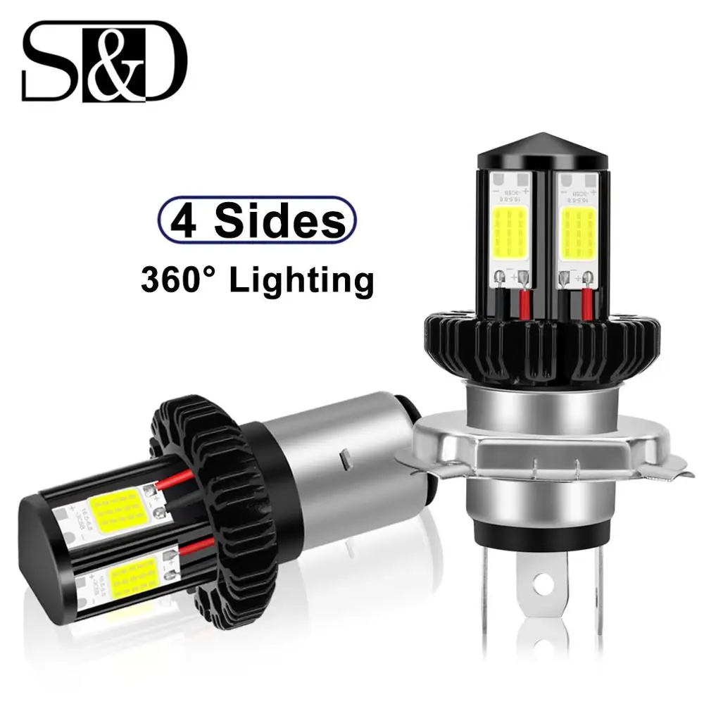 Motorcycle Headlight LED BA20D H6 H4 Bulbs Hi Lo beam Moto LED Motorbike Headlight Lamp 6000K White 12V 1200LM