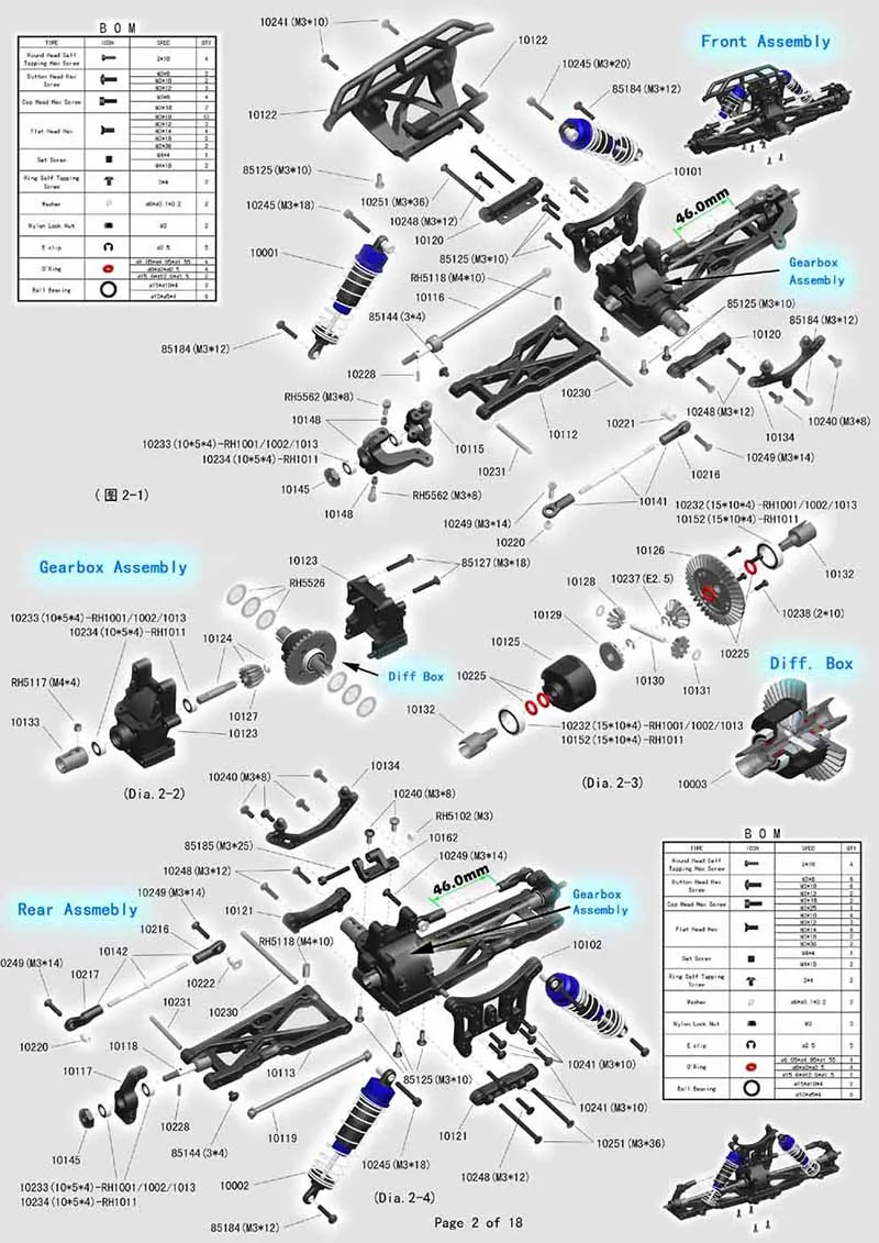 Peças de atualização para VRX Racing, RH1011, RH1013,Fit VRX 10909, 10912, 10910, 10969, 10116, 10907, 10908, 10923, 10924, 10968