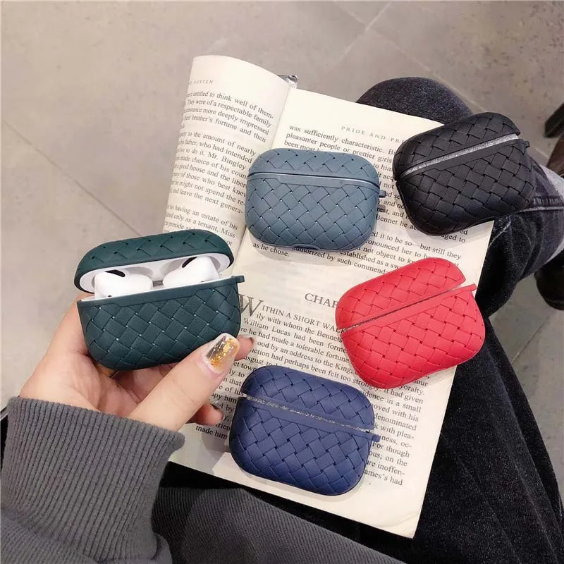 Knit Weave Style Case For airpods Pro 3 Cover Wireless ear phone airpod Case Carabiner Soft TPU air pod 3 Case