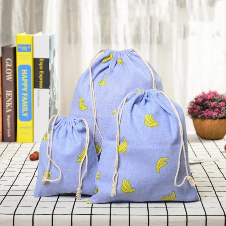 Baumwolle Leinen Kordelzug Tasche Stoff Beutel Niedlichen Cartoon Druck Kinder Reise Tuch Schuhe Lagerung Tasche Make-Up Fall Weihnachten Geschenk Tasche – Detail 2