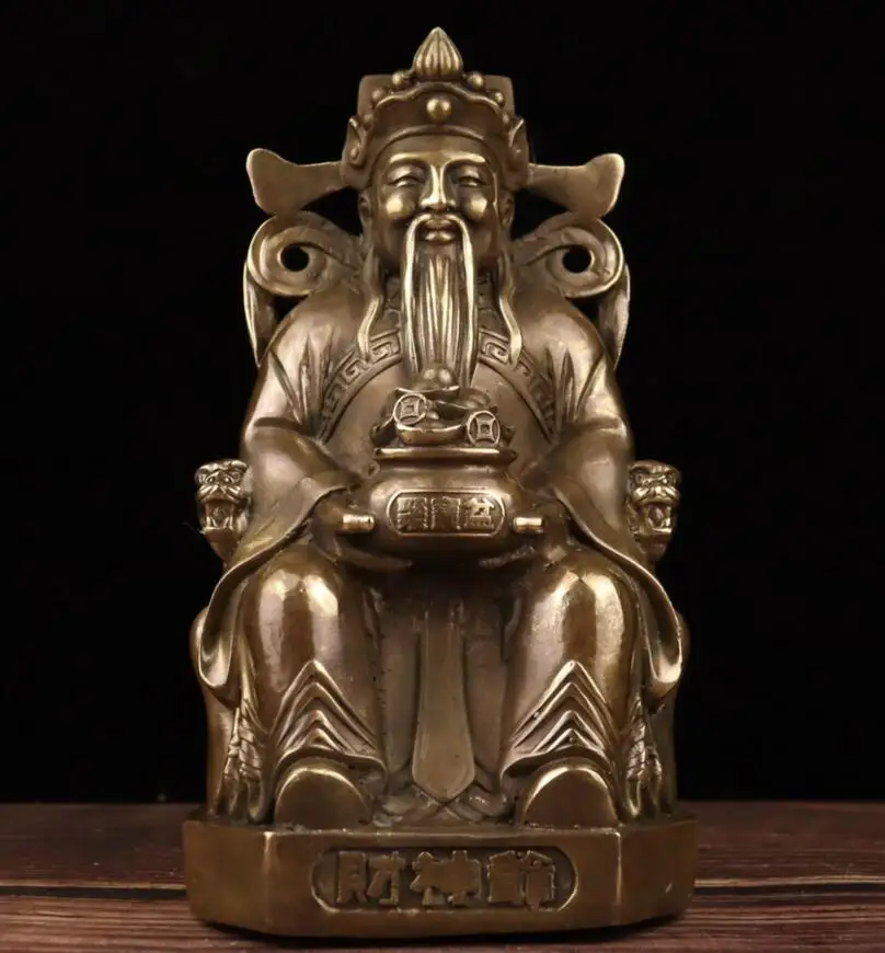 

China archaize brass god of wealth crafts statue