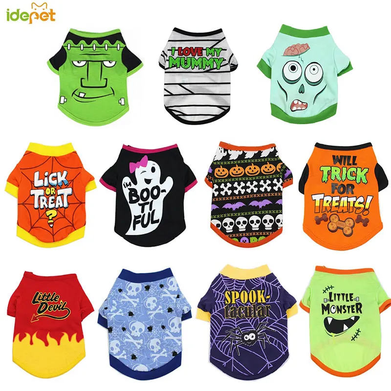 New Halloween Pet Clothes For Small Dogs Funny Dog Vest Cat Clothing Pet Hoodies Party Grimace Pumpkin Costume Puppy Up Outfit