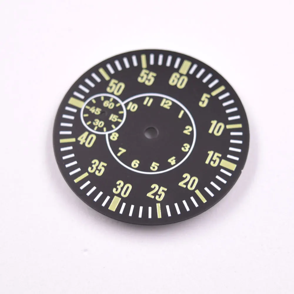 38.5mm sterile dial Fits ETA 6497 ST3600 movement Green luminous Dial