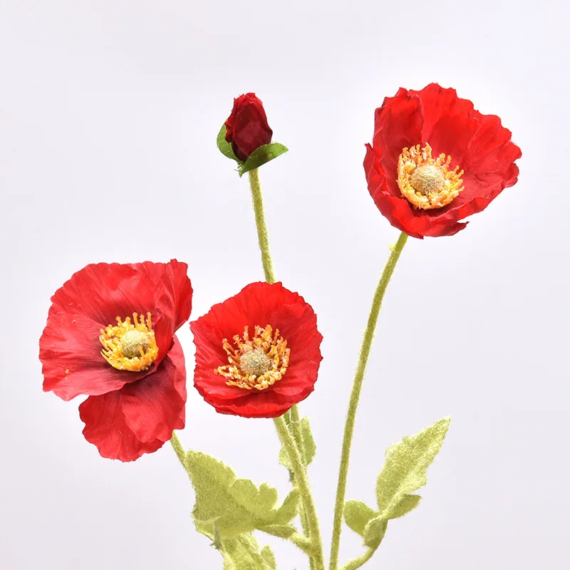 1pcs about 60cm artificial flower bouquets red color artificial corn poppy flowers bouquets&Papaver rhoeas&Coquelicot bunches