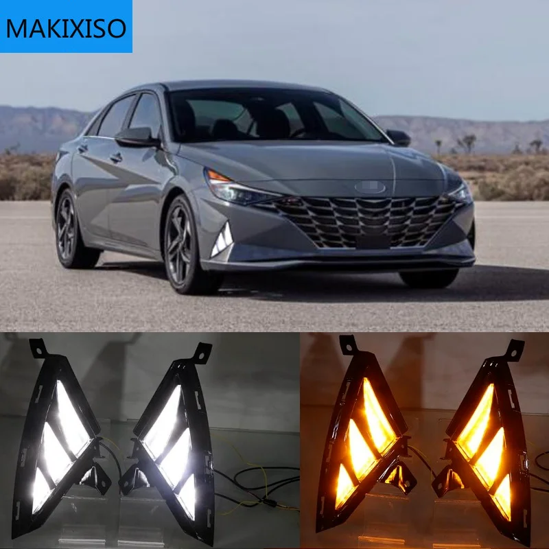 

1 Set Led drl for Hyundai Elantra 2021 Front Bumper Fog Lamp Driving Light Headlight Fog Light LED Daytime Running Light