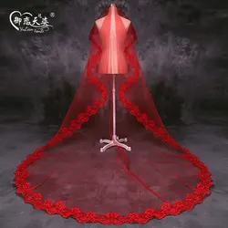2020 New Wedding Veils Bridal Accessories White Ivory Red Elbow Length with Comb Appliques Lace Bridal Veils 2020 New