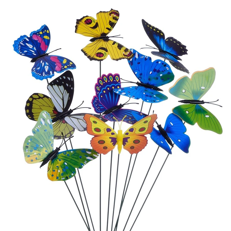 HOT-20 Pieces Garden Butterflies Stakes And 4 Pieces Dragonflies Stakes Garden Ornaments For Yard Patio Party Decorations, Total