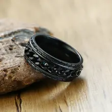 Black Spinner Chain Ring for Men #5