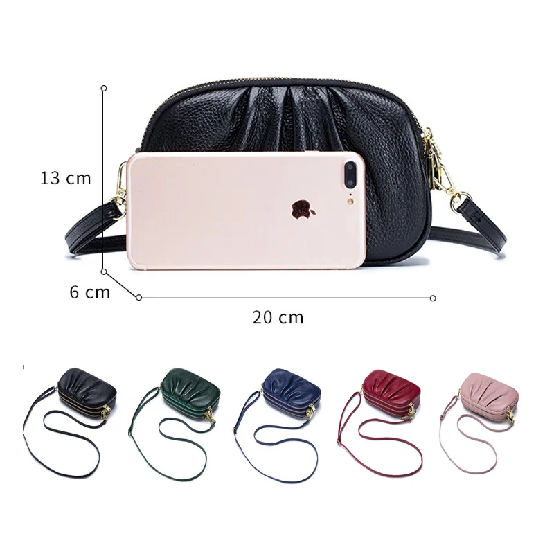 2023 Summer New Lady Girls Cross-body Messenger Women Casual Genuine Leather Shoulder Bag Female Leisure Zipper Clutch Bag Purse