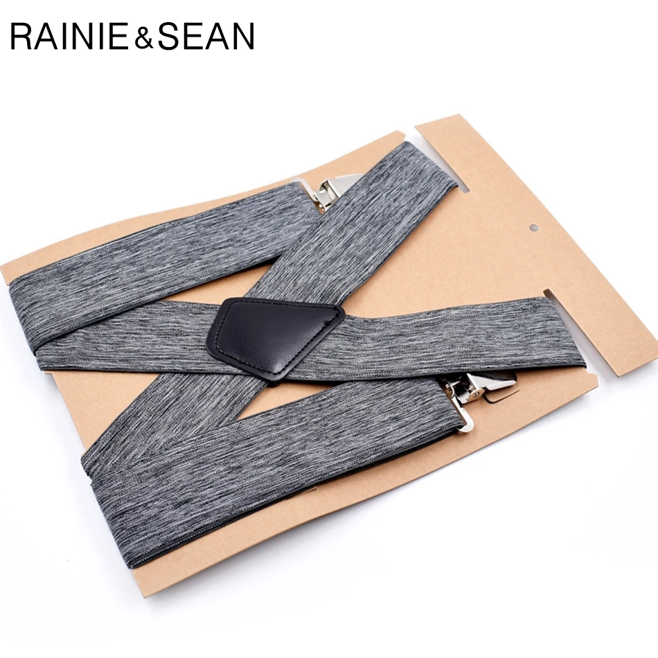 

RAINIE SEAN мужские подтяжки для взрослых серые мужские подтяжки для брюк мужской эластичный регулируемый широкий пояс для чулок с 4 зажимами 120 см