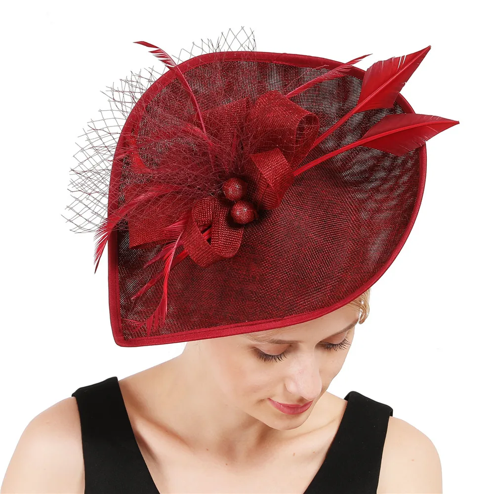 

Vintage Millinery Kenducky Party Hat Wine Ladies Nice Fascinator Hair Accessories Women Veils Bridal Headwear Fashion Headdress