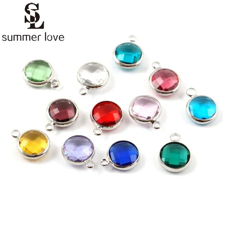 20pcs/Lot Colorful 8mm Crystal Birthstone Charms for Jewelry Making Bracelets Necklace Pendant Accessaries Wholesale Item Gifts