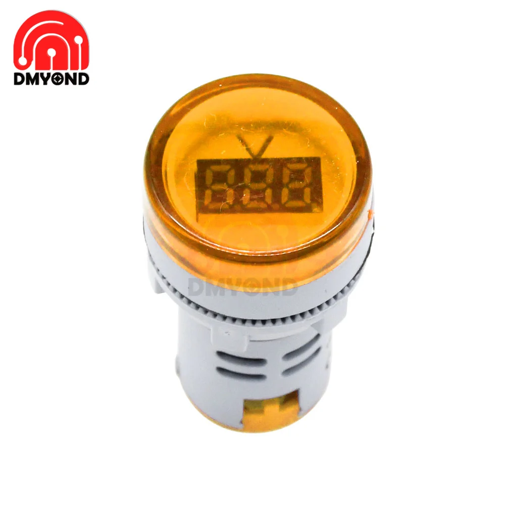 Diy Mini Digitale Voltmeter 22Mm Ronde Ac 60-500V Volt Spanningstester Meter Monitor Power Led Indicator Pilot Licht Display