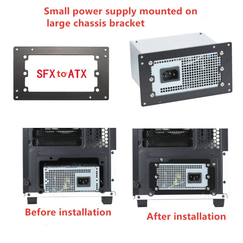 Computer case PC power supply refitted metal bracket NR200 ATX to SFX bracket for Support power supply DIY modified parts