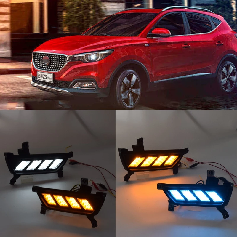 

For MG ZS 2017 2018 LED Daytime Running Light Yellow Turn Signal Function 12V Car DRL Fog Lamp Decoration