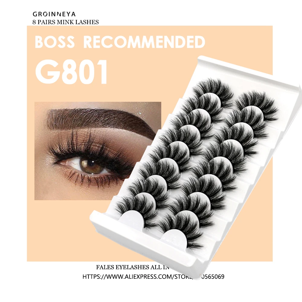 GROINNEYA 5/8/10 Pairs 3D Faux Mink Eyelashes Natural Thick Long False Lashes Dramatic Fake Eyelash Eyes Makeup Extension Beauty