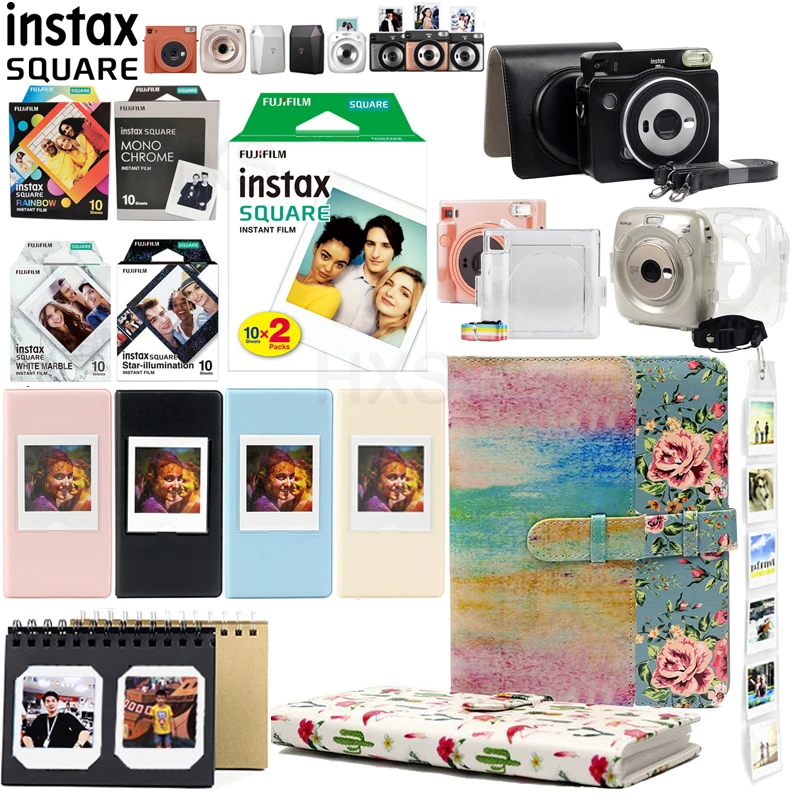 Квадратная пленка Fujifilm Instax, белая/Радужная/черная/мраморная/звезда, чехол-сумка для камеры и фотоальбомы для принтера SQ20, SQ10, SQ6, SQ1, SP3