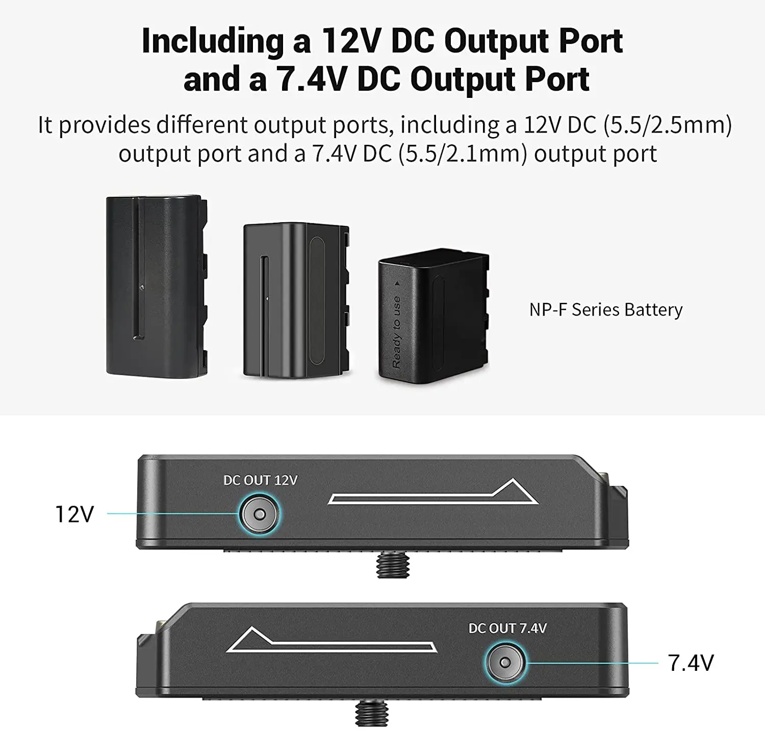 SmallRig NP-F Battery Adapter Plate Lite For Sony NP-F battery w/ 12V/7.4V Output Port, LED Low Battery Indicator 3018