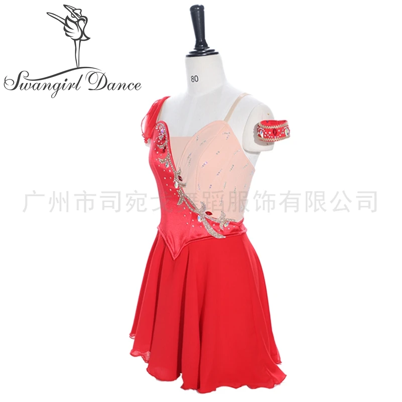 Red Cupid Variation Professional Ballet Costume Tutu Dress Diana And Acteon Chiffon Ballet Stage Costume BT4044A