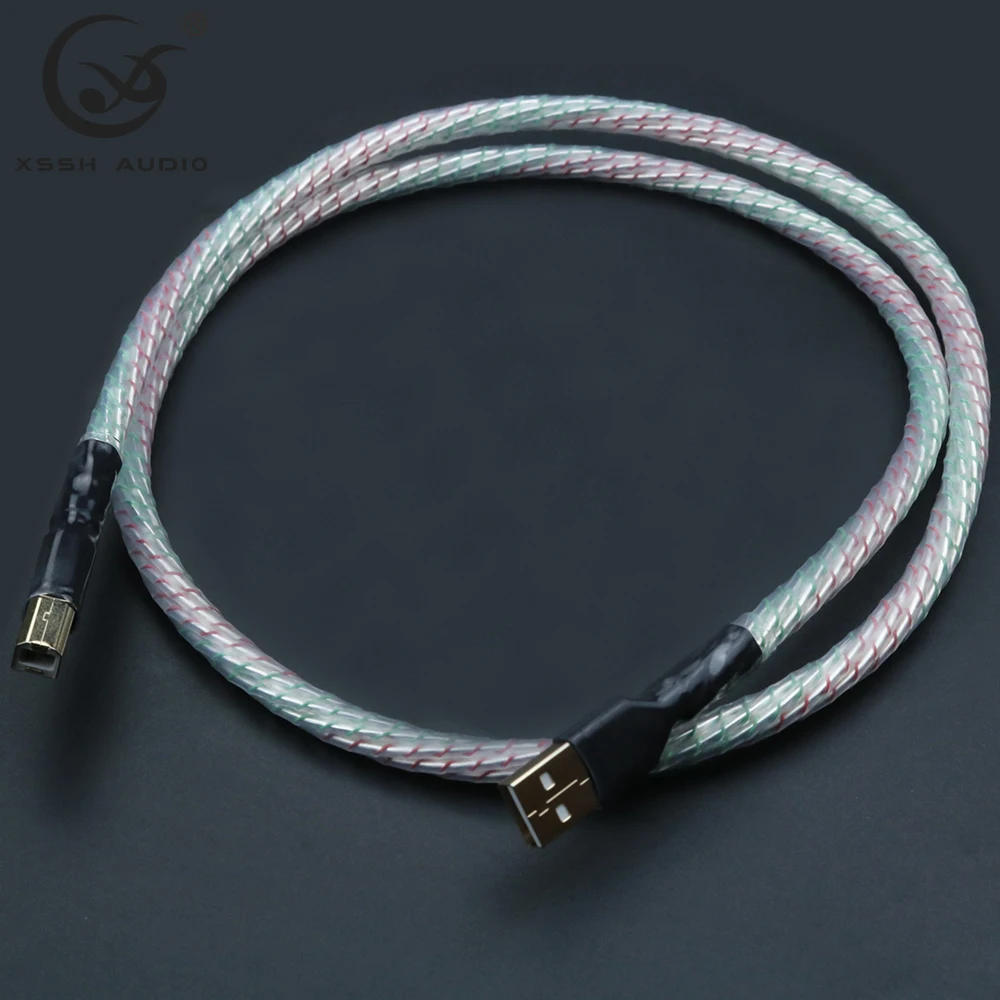 Hifi DAC Data Shield Cable Male A to Male B USB Cable XSSH Audio 7 Core Anoxic OFC Copper Silver Nordost Valhalla USB 2.0 Cables