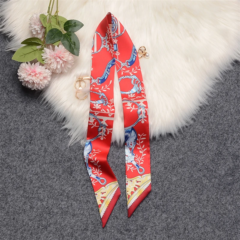 New Silk Scarf For Women Multi-function Tie Bag Handle Ribbon Headband Wristband Girl Headscarf Fashion Accessories