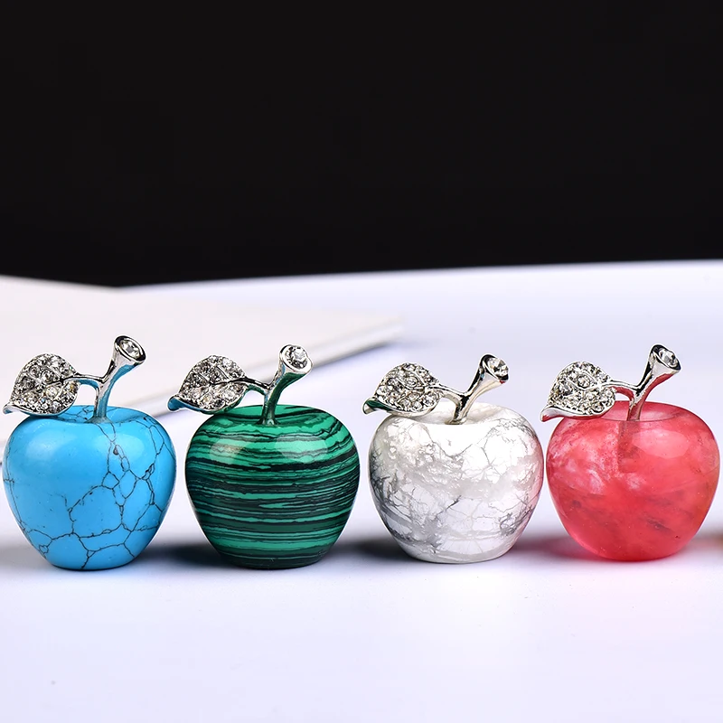 1PC Natural crystal Colourful Apple Paperweight Beautiful Crystal Crafts Gifts and Art Collection Gifts Wedding Home Decoration