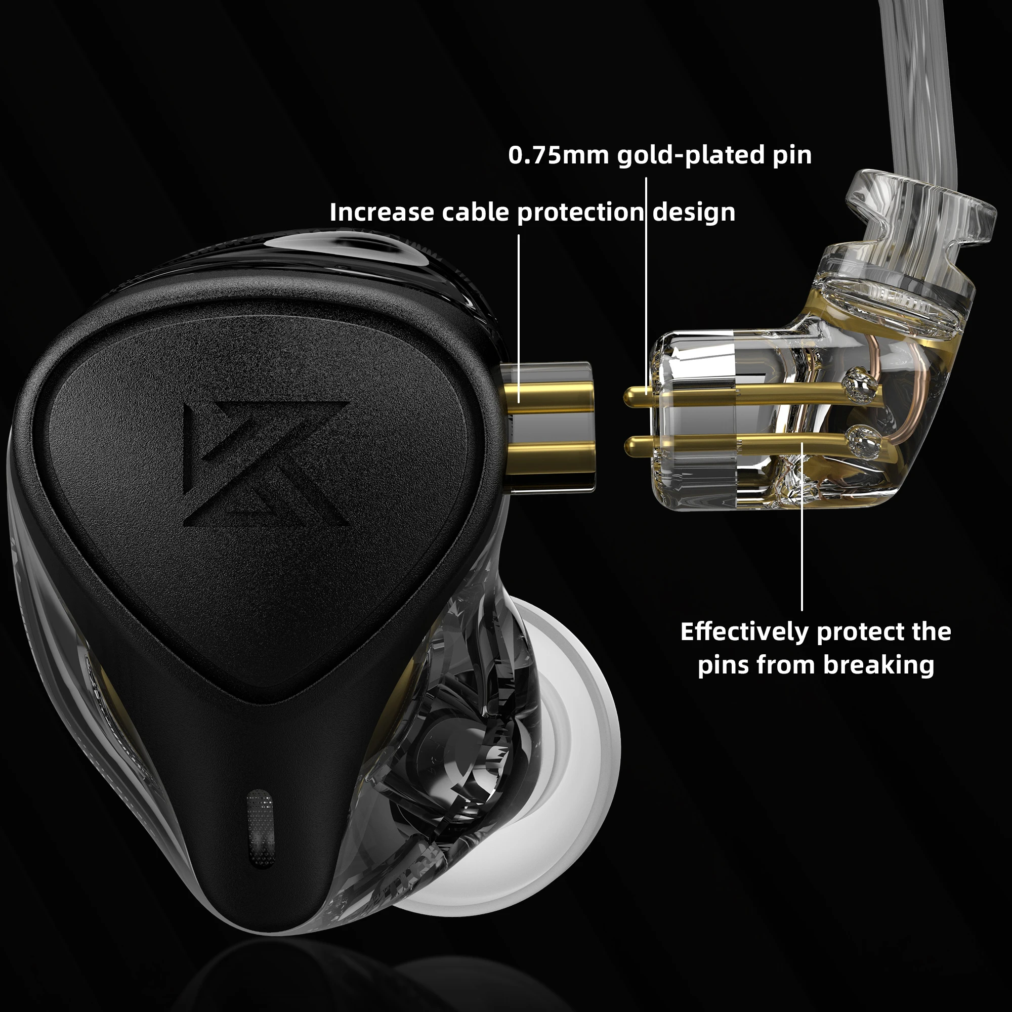 Imagem -02 - Kz-zex Pro In-ear Hifi Headconjunto Eletrostático Dinâmico Equilibrado Cabo Destacável Fone de Ouvido Cancelamento de Ruído Esporte Auscultadores