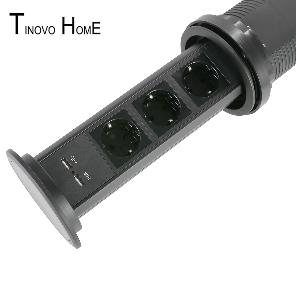 Glassato nero interruttore del sensore di tocco di sollevamento elettrico presa del desktop/3-digit standard Tedesco con USB di ricarica spina di UE presa