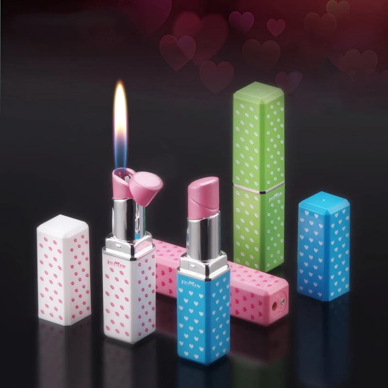 Compact Lipstick Butane Unusual Lighter for Cigarette Cigar Gadgets For Woman Inflatable Lighter Creative Gas Lighters