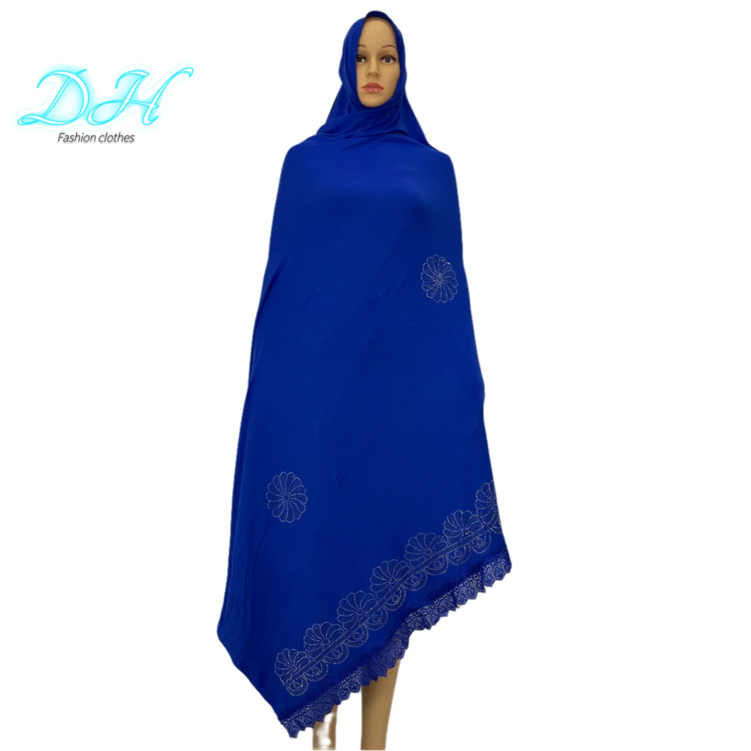 Latest african Soft 100% Cotton Lace Scarf Muslim Women African Hijap Dubai Pray Big Size  For Shawls Wraps DH077