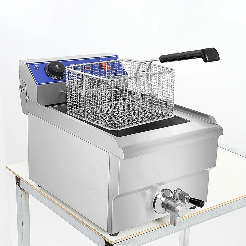 Freidora eléctrica individual de 13L, máquina de freír patatas fritas de acero inoxidable, pollo frito, 220v, 3250w