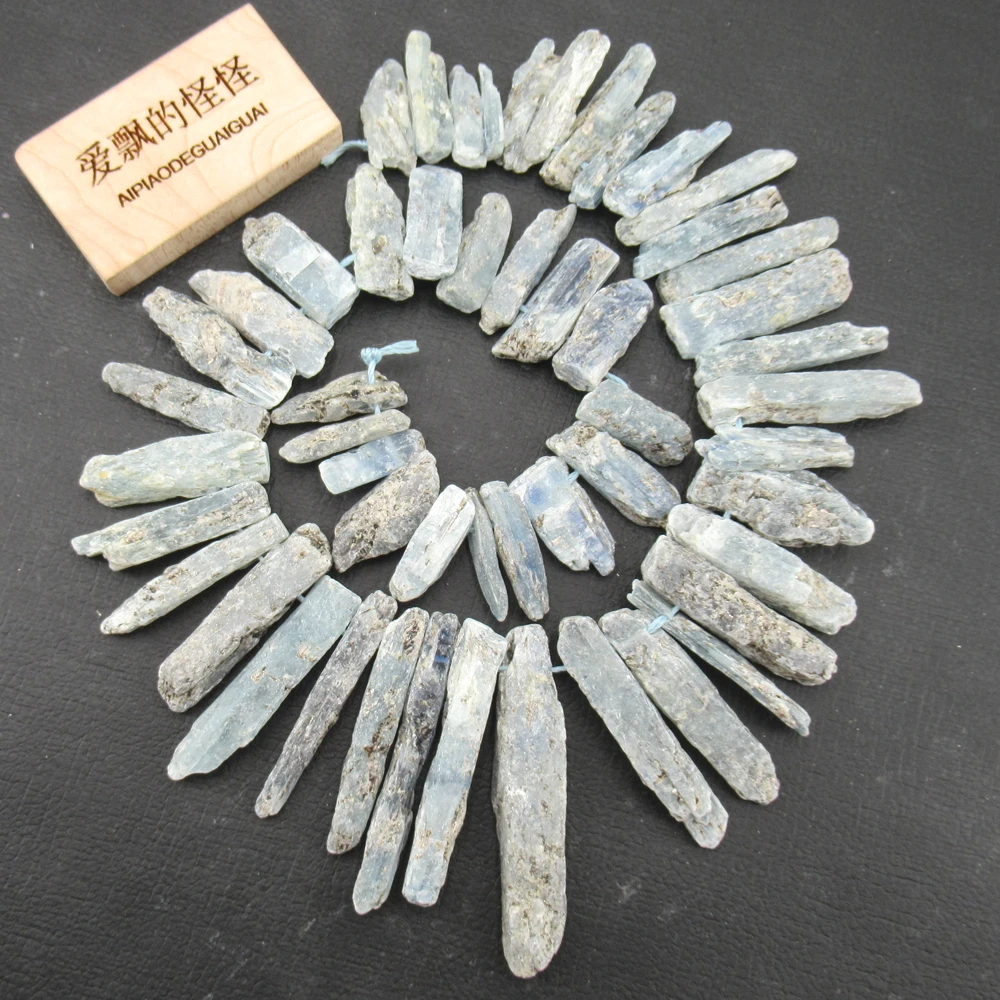 

APDGG 16'' 7x19mm-10x50mm Top-drilled Nugget Blue Kyanite Raw Rough Irregular Gems Stone Loose Beads Jewelry Making DIY