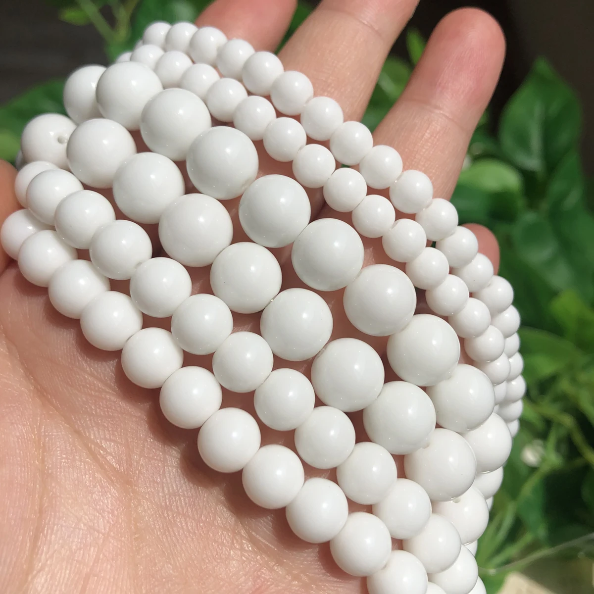 Natural White Agates Stone Smooth Round Beads For Jewelry Making 4/6/8/10/12mm Spacer Loose Beads Diy Bracelets Jewellery 15\