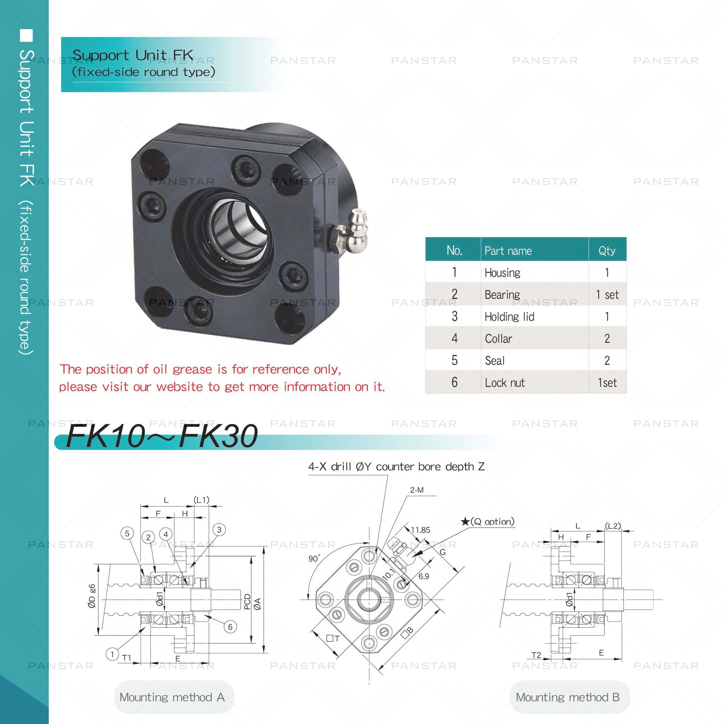 SYK Professional Support Unit FK30 fixed-side C3 C5 C7 for ballscrew TBI sfu 1204 Premium CNC Parts High Accuracy