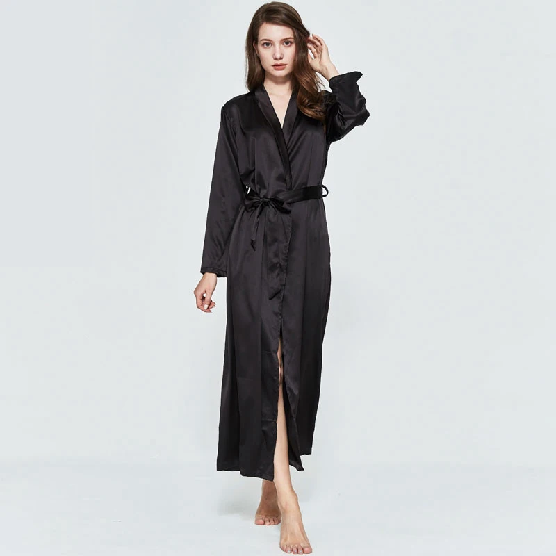 Bathrobe Women Extra Long Sleepwear Robes Silky Robe Charming Night Robe Lengthened Casual Sleepwear Robes Homewear Kimono Robe