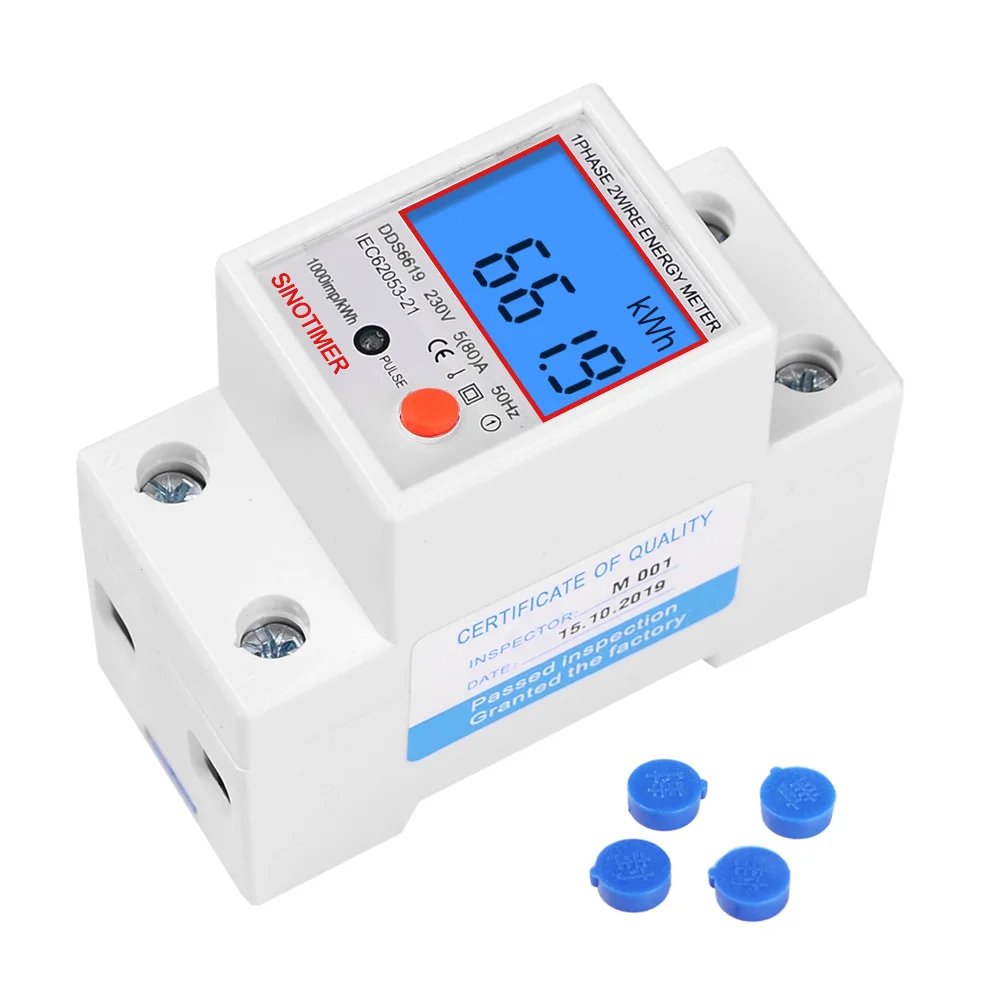 Din Rail Digital Single Phase Reset Zero Energy Meter kWh Voltage Current Power Consumption Meter Wattmeter Electricity 230V AC