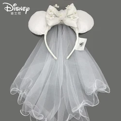 New Disney Original Mickey Minnie Princess Veil Ears Headband Hair Hoop Wedding Style Headdress Party Headwear Girl Kid Gift