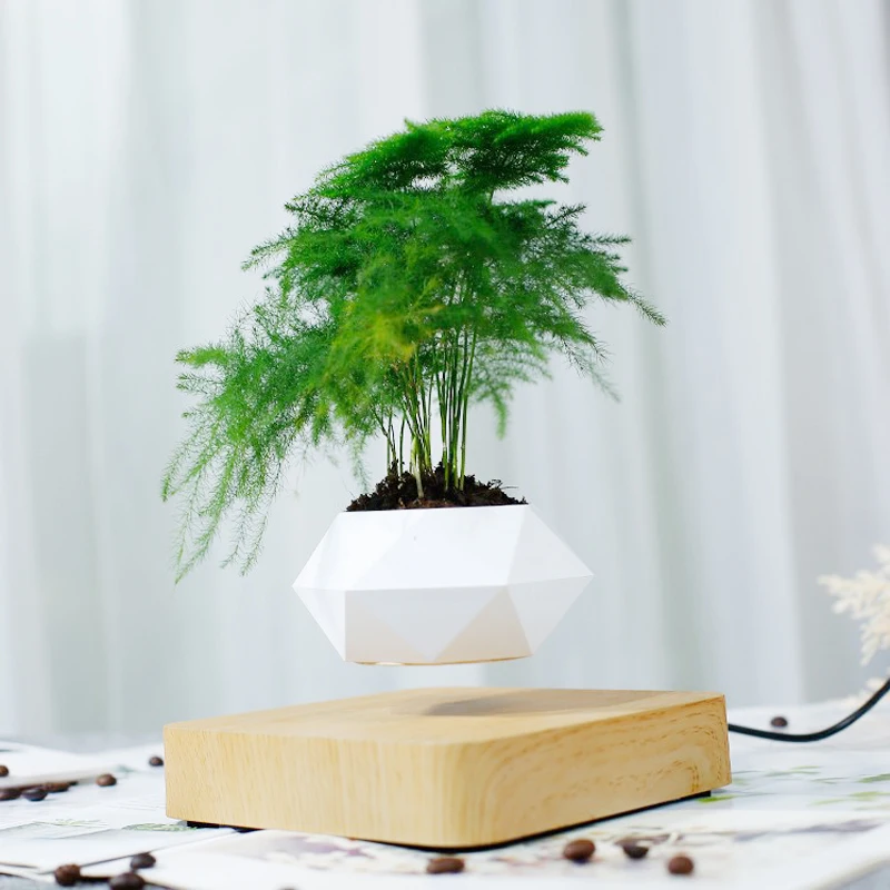 Magical Levitating Air Bonsai Pot EU/UK/AU/US Plug Magnetic Levitation Flower Pot Planter Indoor Potted Plants For Decorating