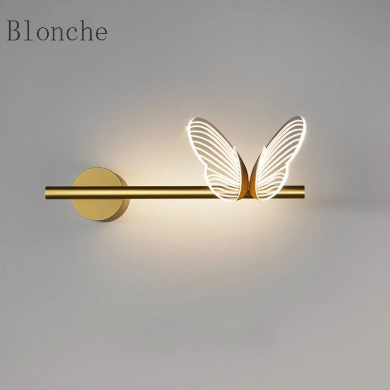 

Nordic Butterfly Wall Lamp Luxury Indoor Wall Light Acrylic LED Wall Lamp Bedroom Bedside Corridor Villa Art Deco Lighting Lamp