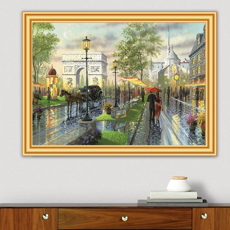 5D DIY Diamond Painting Street scenery Cross stitch Diamond Embroidery Sale Rainy day abstract landscape Diamond Mosaic Art Gift