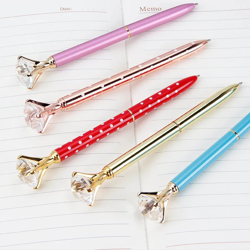 Cute Gem Ballpoint Pen Crystal Glass Diamond Metal Ballpoint Pen Beautiful Gift Pen School Office Supplies