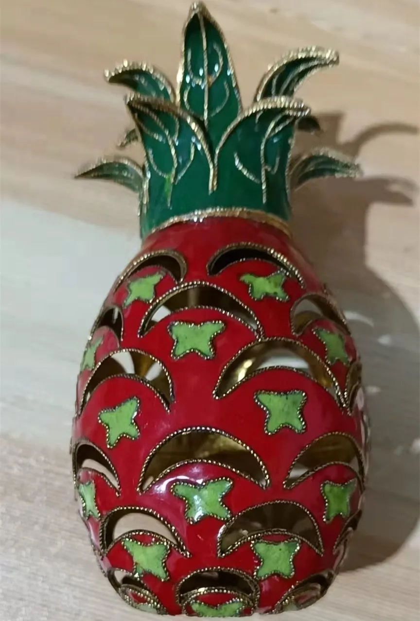 Cloisonne Enamel Filigree Pierced Pineapple Decorations Office Desk Accessories Home Decor Copper Fruit Crafts Table Ornaments