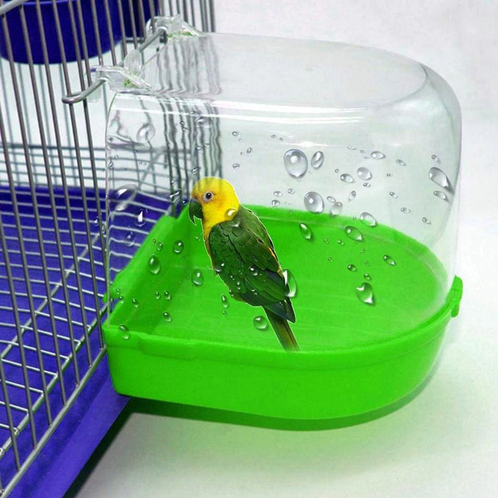 Bird Bath Bathtub Bath Box Bird Cleaning Tool Cage Accessories Parrot Bath Transparent Plastic Hanging Tub