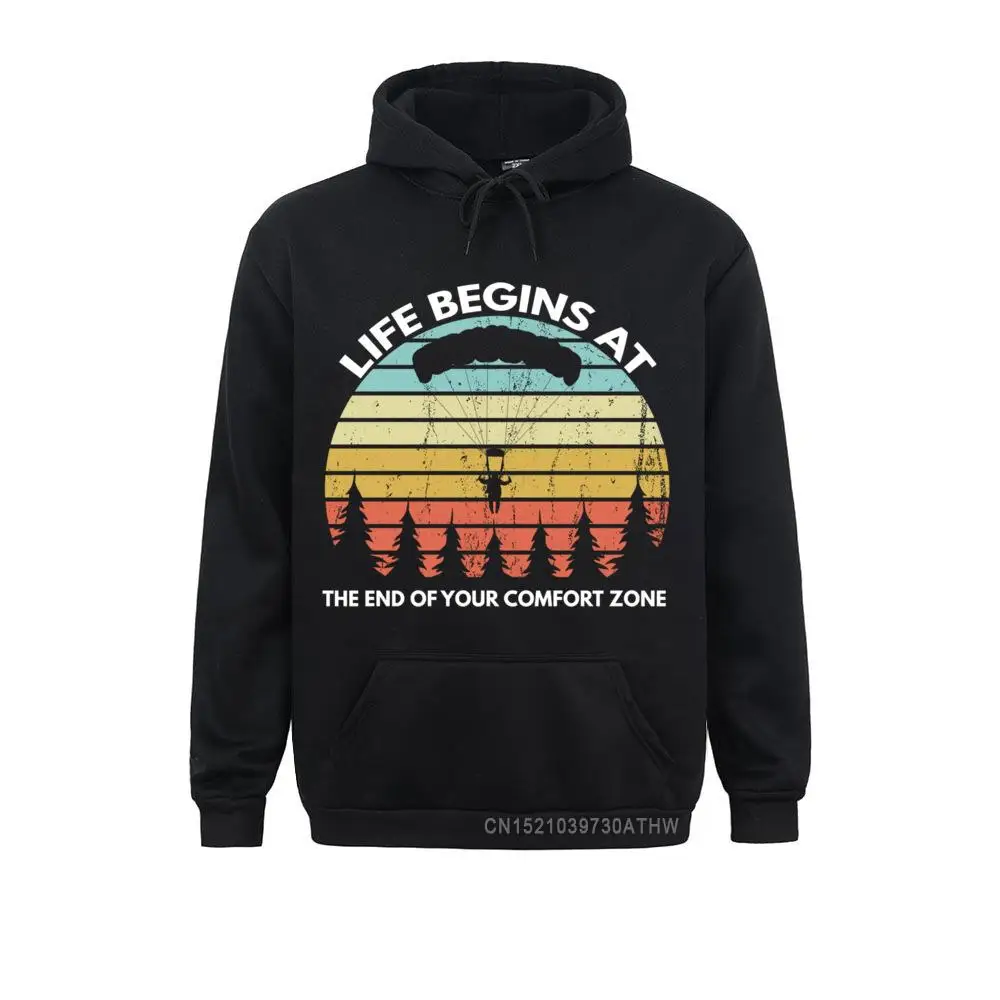 

Fashionable Men Sweatshirts Life Begins At The End Of Your Comfort Zone Skydiving Pullover Hoodie Printed On Hoodies Clothes