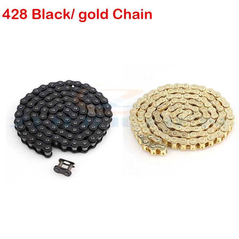 Motorcycle 428 Black gold Chain 94/102/132/140L Links Fit for 50cc-250cc ATV Quad Pit Dirt Bike Go Kart Metal Motorcycle Parts