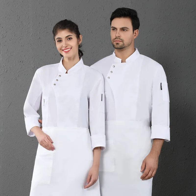 Food Service Chef Jacket Restaurant Hotel BBQ Kitchen Chef Uniforms Catering Overalls Breathable Barista Baker Work Uniform