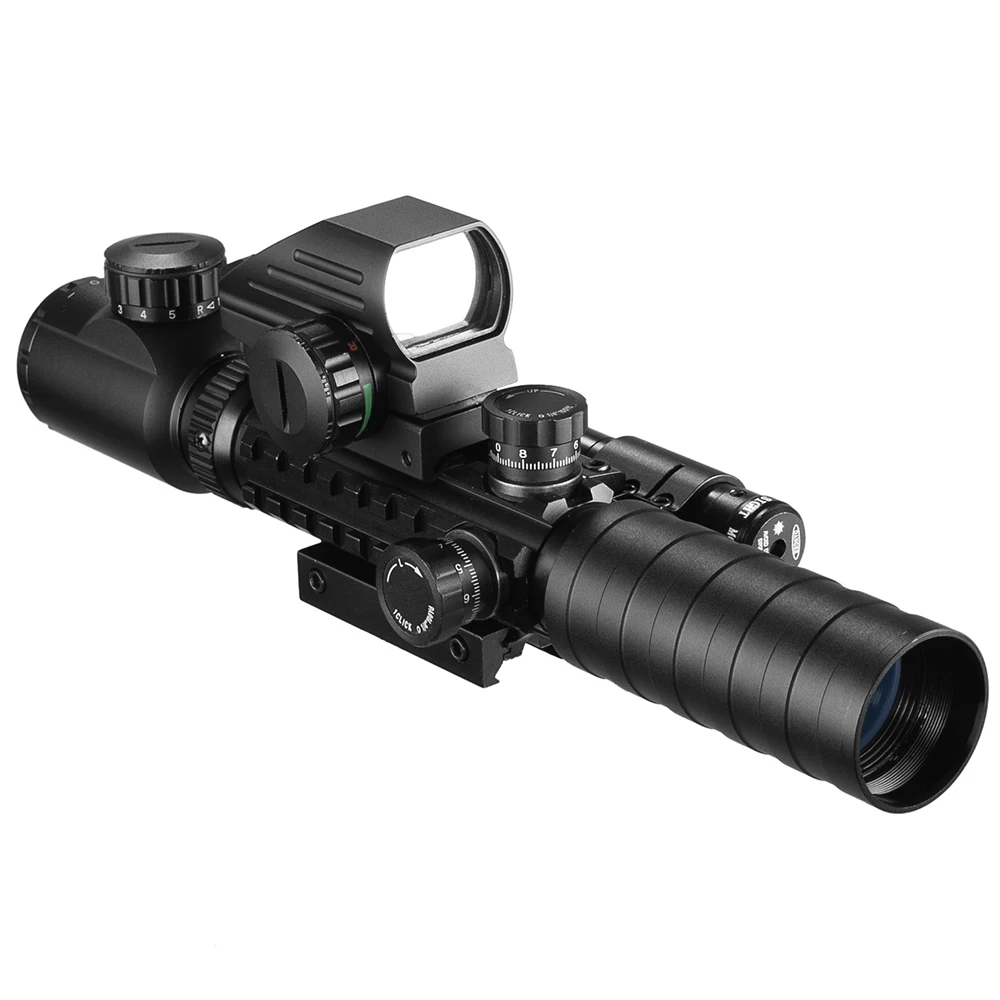 3-9x32 Scope Illuminated Rangefinder Rifle Holographic 4 Reticle Sight 20mm Red Grenn Laser For Hunting Riflescope